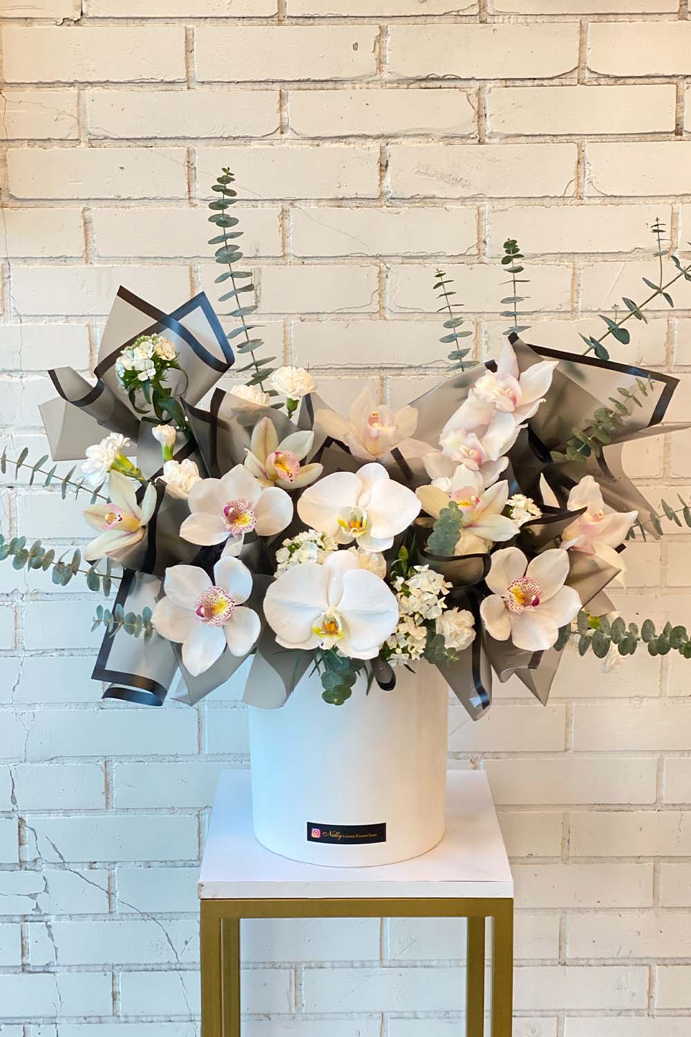 خرید باکس ارکیده ۶۰ سانت سفید مشکی | نلی