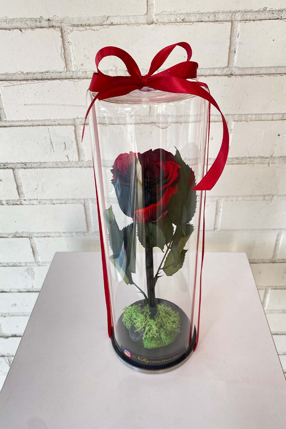 دیزاین رز جاویدان تک شاخه قرمز مشکی