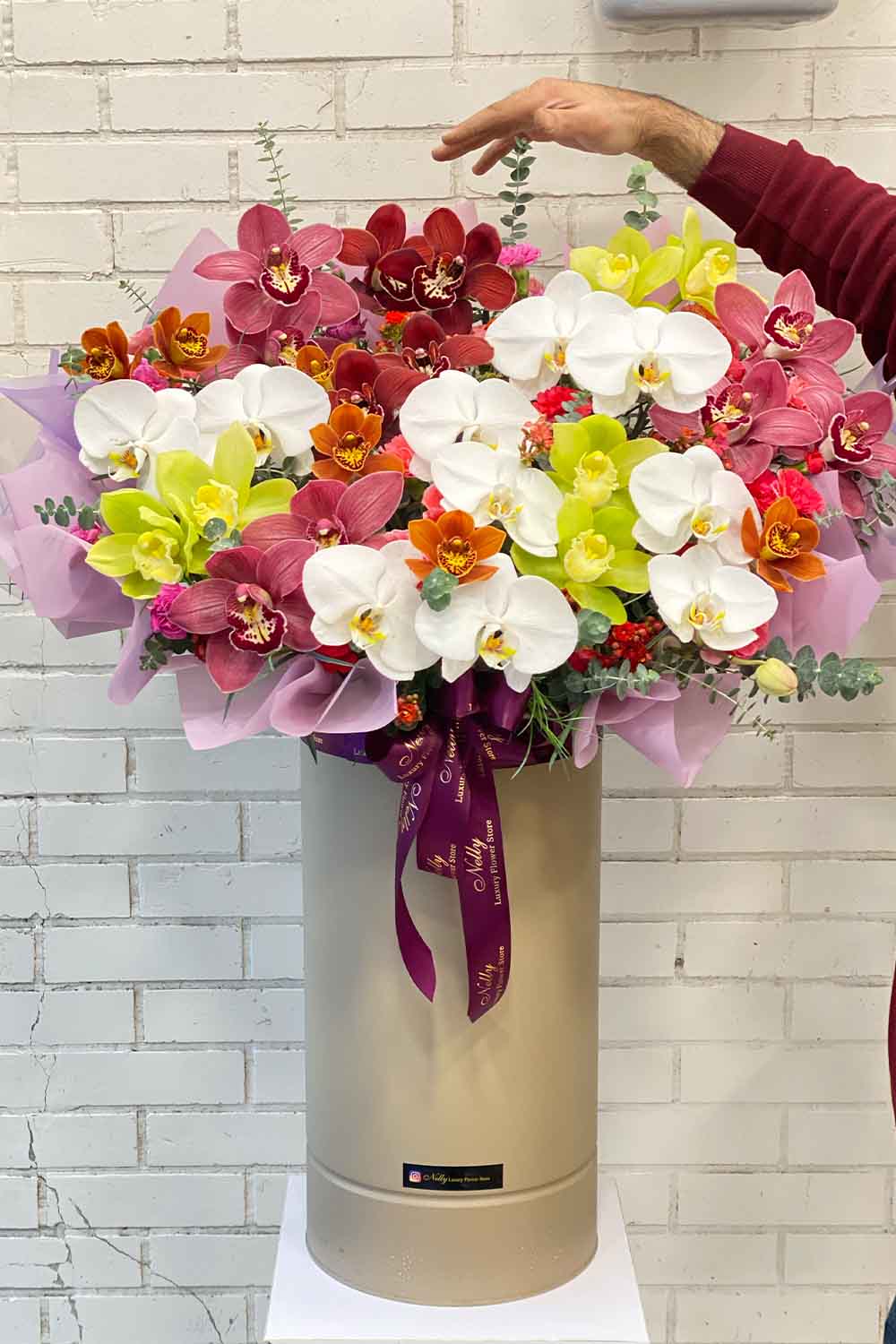 باکس گل تمام ارکیده نلی – سایز بزرگ ۱ متر